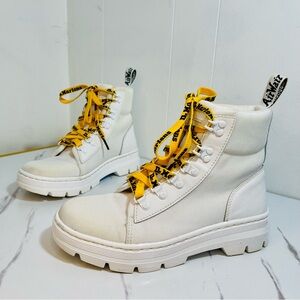 Dr. Martens Combs Tech Womens Size US 9 White Canvas LaceUp Utility Combat Boots